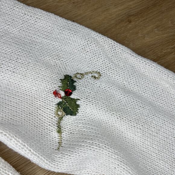 Vintage Tiara International Women M Red Cardinal Holly Cardigan Sweater 90s - Picture 6 of 8